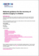 National guidance for the recovery of elective surgery in children [updated 14th September 2020]